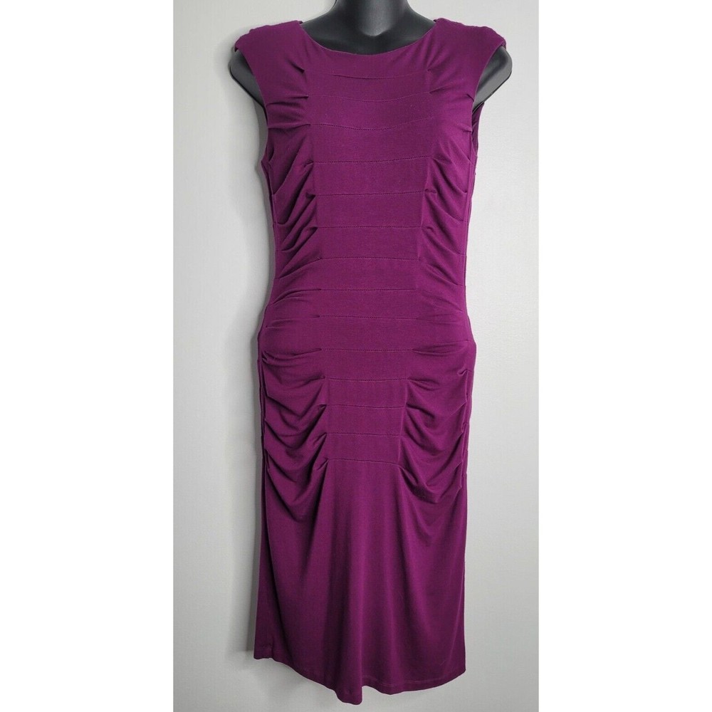 Betsey Johnson Womens‎ Purple Ruched Dress Size 4 Sleeveless Party Bodycon